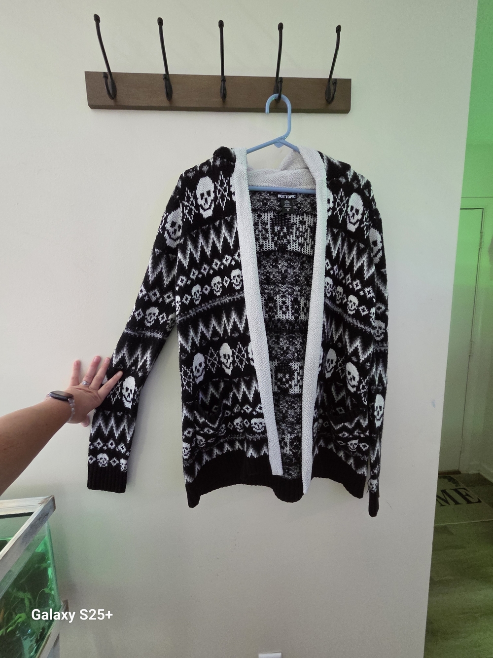 Hot Topic Black & White Skull Pattern Open Cardigan